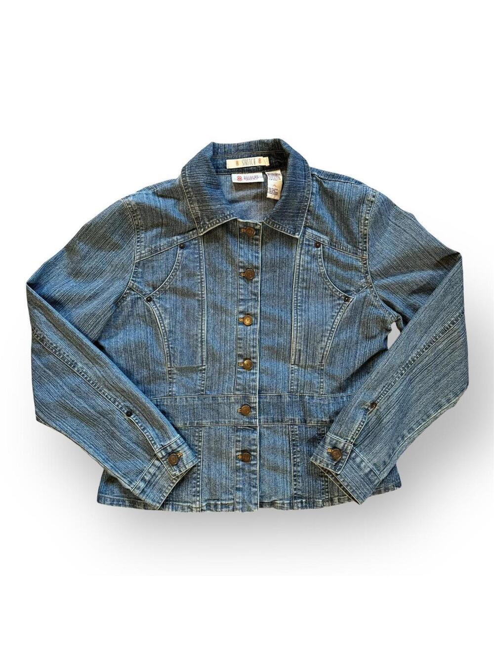 Vintage Bill Blass Denim Jacket Womens Petite Large Medium Wash Y2K Western
